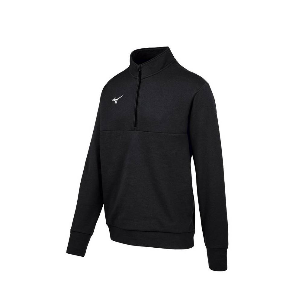 Mizuno MZ1 1/4 Cipzáros Fleece Férfi Pulóver Fekete IWH510386